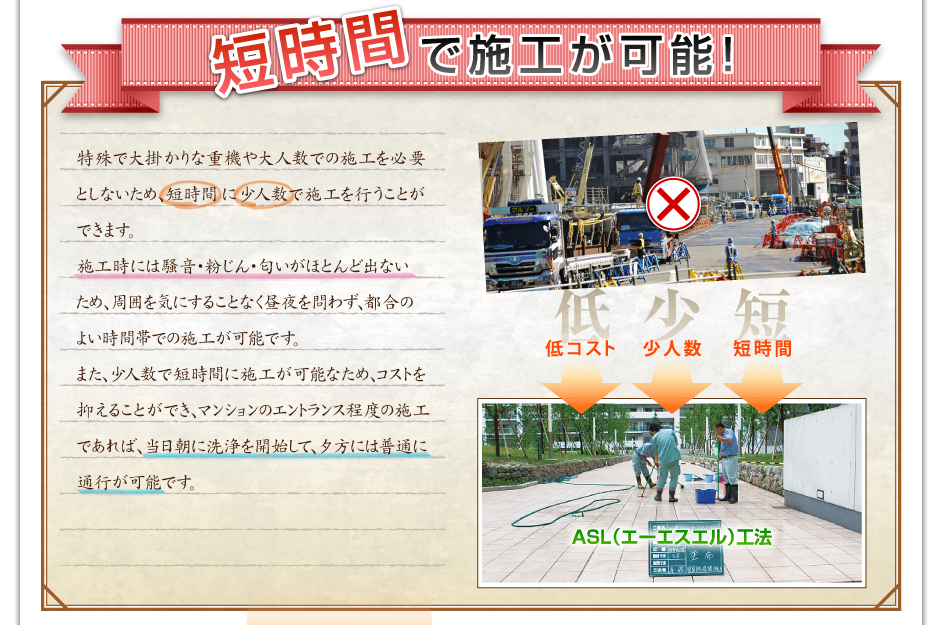 短時間で施工が可能!